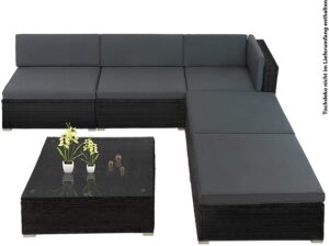 15-teilige Polyrattan Lounge Gartengarnitur Beistelltisch
